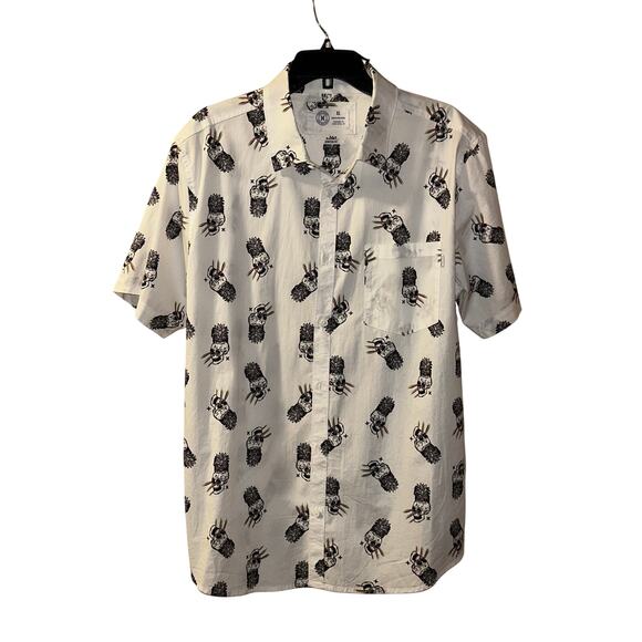Hurley Other - Hurley Men's Skull Pineapple Short Sleeve Button Up Shirt, Size XL